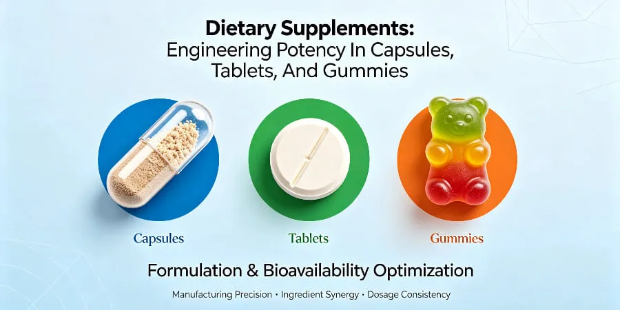 Dietary Supplements-Engineering Potency In Capsules Tablets And Gummies Dietary Supplements-Engineering Potency In Capsules Tablets And Gummies