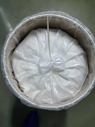 Fibre drum opened to show the inner liner used for bulk powder