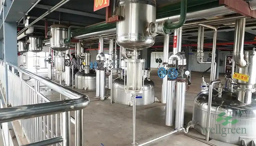 Stainless steel extraction and production lines inside the manufacturing facility